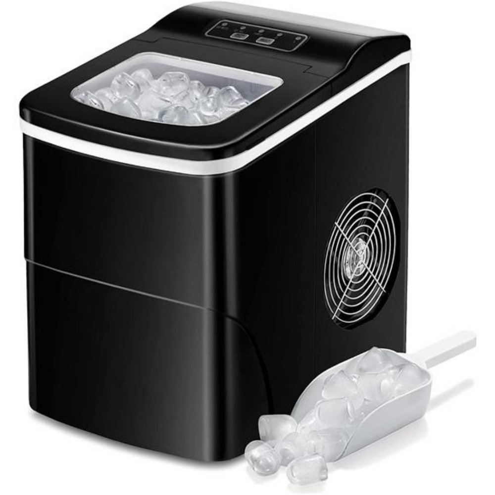 Countertop Ice Maker Machine, Portable Ice Makers with Ice Scoop& Basket (Black)